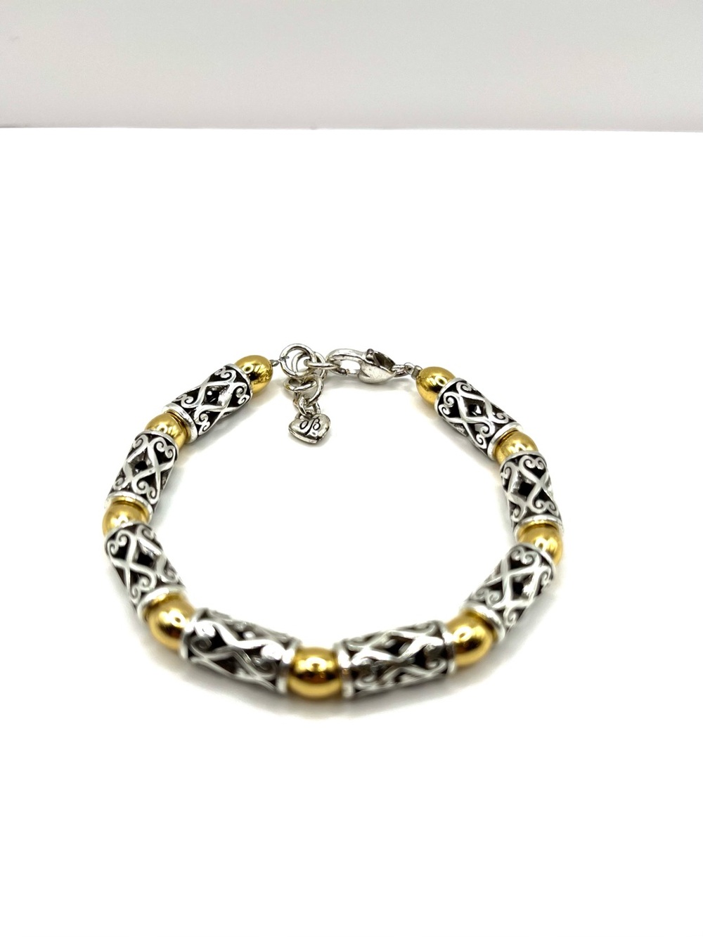 Brighton Two-Tone Filigree Tube Bracelet in Silver Gold Bracelet